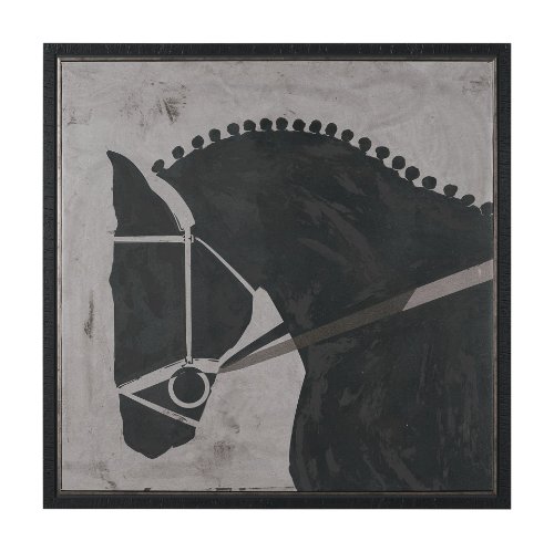 102803-FL - Steed 1 by Mercana Studio Hand-Embellished Textured Framed Canvas Artwork