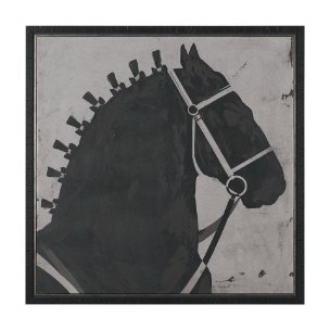 Steed 2 by Mercana Studio Hand-Embellished Textured Framed Canvas Artwork