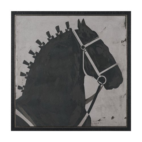 102804-FL - Steed 2 by Mercana Studio Hand-Embellished Textured Framed Canvas Artwork