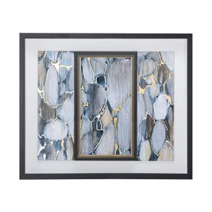River Rocks by Liz Jardine a Hand Embellished Textured Framed Art Print Matted under Glass
