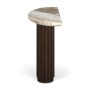 71287-AB - Marbrello Pink Marble Top Dark Brown Fluted Wood Half Moon Console Table Top