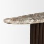 71287-AB - Marbrello Pink Marble Top Dark Brown Fluted Wood Half Moon Console Table Top