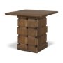 71296 - Trellyn Dark Brown Wood w/ Carved Woven Base Square Accent Table