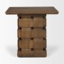 71296 - Trellyn Dark Brown Wood w/ Carved Woven Base Square Accent Table