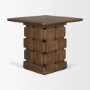 71296 - Trellyn Dark Brown Wood w/ Carved Woven Base Square Accent Table