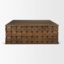71298 - Trellyn 48" Dark Brown Wood w/ Carved Woven Base Square Coffee Table