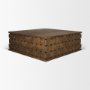 71298 - Trellyn 48" Dark Brown Wood w/ Carved Woven Base Square Coffee Table