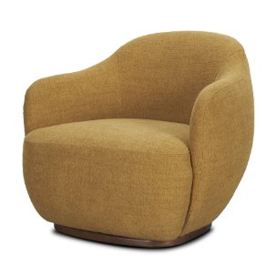 Hudson Mustard Fabric Upholstered Swivel Chair