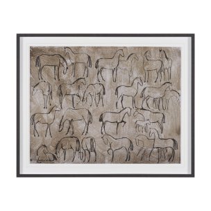 Buckskin by Mercana Studio Hand-Embellished Textured Framed Artwork Matted under Glass