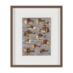 Fish Pattern I by Mercana Studio Hand-Embellished Textured Framed Artwork Matted under Glass