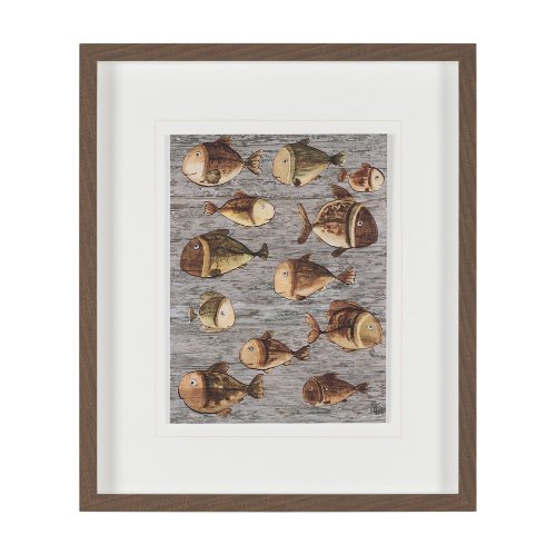 16195 - Fish Pattern I by Mercana Studio Hand-Embellished Textured Framed Artwork Matted under Glass