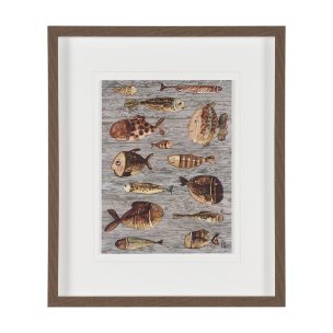 Fish Pattern II by Mercana Studio Hand-Embellished Textured Framed Artwork Matted under Glass