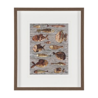 16196 - Fish Pattern II by Mercana Studio Hand-Embellished Textured Framed Artwork Matted under Glass