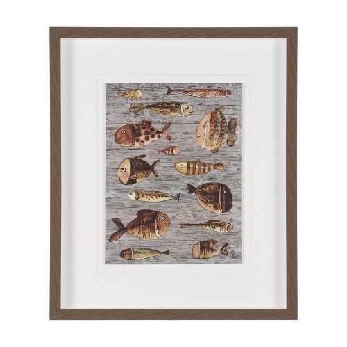 16196 - Fish Pattern II by Mercana Studio Hand-Embellished Textured Framed Artwork Matted under Glass