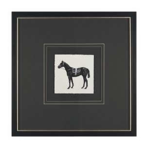 Equestrian Etching I by Mercana Studio Hand-Embellished Textured Framed Artwork Matted under Glass