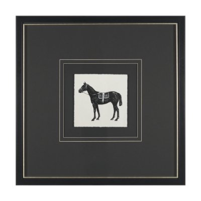 16202 - Equestrian Etching I by Mercana Studio Hand-Embellished Textured Framed Artwork Matted under Glass