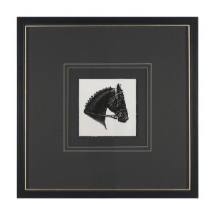 Equestrian Etching IV by Mercana Studio Hand-Embellished Textured Framed Artwork Matted under Glass