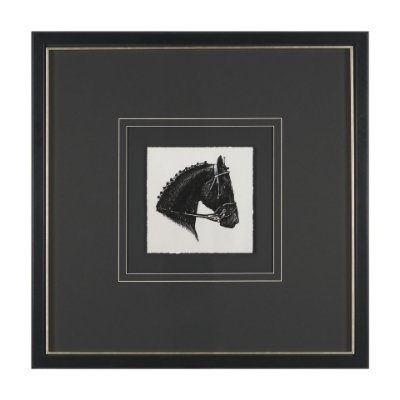16205 - Equestrian Etching IV by Mercana Studio Hand-Embellished Textured Framed Artwork Matted under Glass