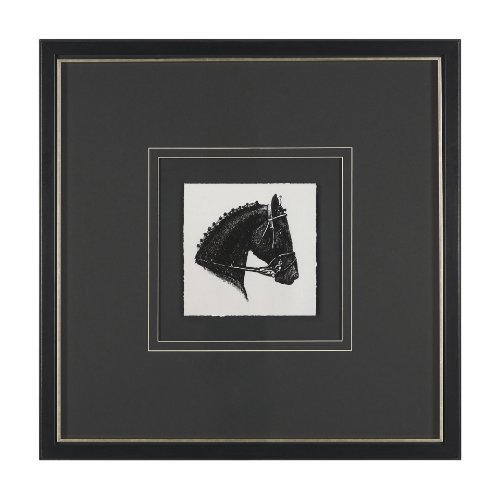 16205 - Equestrian Etching IV by Mercana Studio Hand-Embellished Textured Framed Artwork Matted under Glass