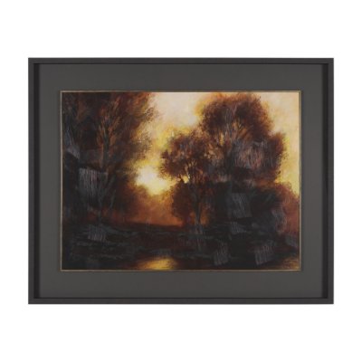 16214 - Golden Quiet I by Mercana Studio Hand-Embellished Textured Framed Artwork Matted under Glass