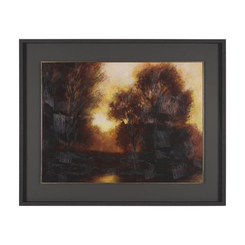 16214 - Golden Quiet I by Mercana Studio Hand-Embellished Textured Framed Artwork Matted under Glass