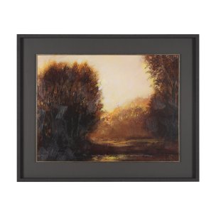 Golden Quiet II by Mercana Studio Hand-Embellished Textured Framed Artwork Matted under Glass