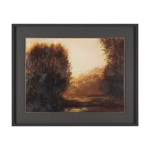 16215 - Golden Quiet II by Mercana Studio Hand-Embellished Textured Framed Artwork Matted under Glass