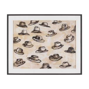 "Hat Trick" by Mercana Studio Hand-Embellished Textured Framed Artwork Matted under Glass