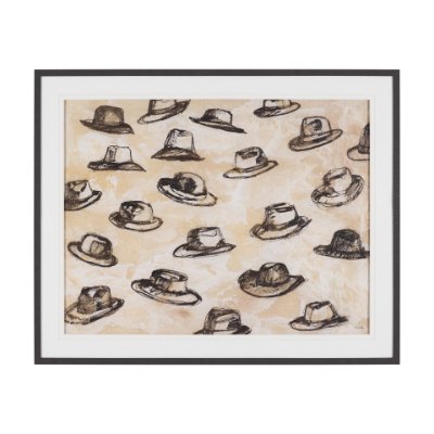 16217 - "Hat Trick" by Mercana Studio Hand-Embellished Textured Framed Artwork Matted under Glass