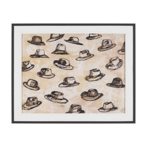 16217 - "Hat Trick" by Mercana Studio Hand-Embellished Textured Framed Artwork Matted under Glass