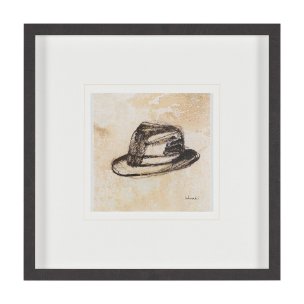 Fedora by Mercana Studio Hand-Embellished Textured Framed Artwork Matted under Glass