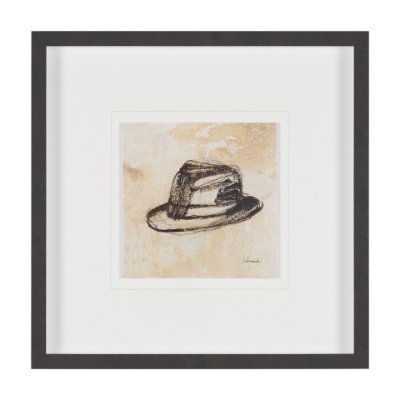 16218 - Fedora by Mercana Studio Hand-Embellished Textured Framed Artwork Matted under Glass