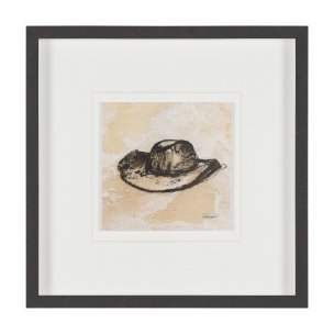 Cowboy by Mercana Studio Hand-Embellished Textured Framed Artwork Matted under Glass
