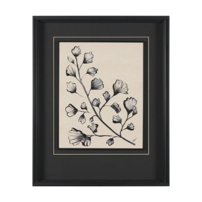 16233 - Fan Leaves by Cristina Bartl Villa Hand-Embellished Textured Framed Artwork Matted under Glass
