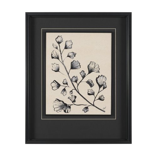 16233 - Fan Leaves by Cristina Bartl Villa Hand-Embellished Textured Framed Artwork Matted under Glass