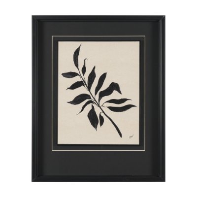 16234 - Laurel Branch by Cristina Bartl Villa Hand-Embellished Textured Framed Artwork Matted under Glass