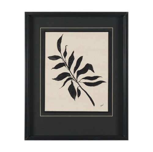 16234 - Laurel Branch by Cristina Bartl Villa Hand-Embellished Textured Framed Artwork Matted under Glass