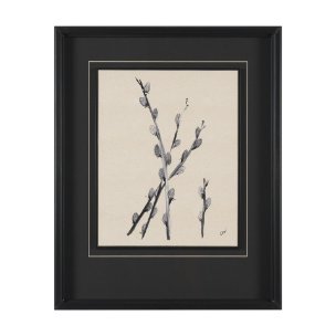 Pussy Willow by Cristina Bartl Villa Hand-Embellished Textured Framed Artwork Matted under Glass