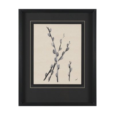 16235 - Pussy Willow by Cristina Bartl Villa Hand-Embellished Textured Framed Artwork Matted under Glass