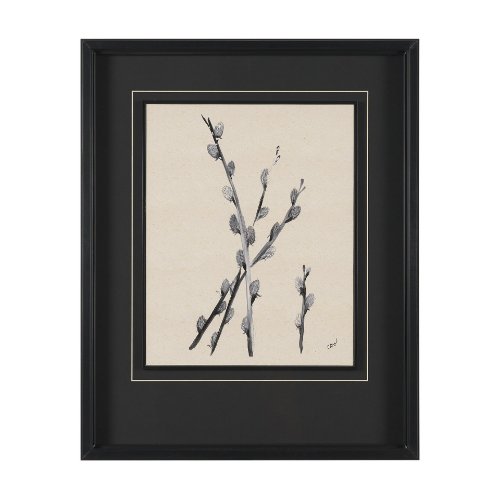 16235 - Pussy Willow by Cristina Bartl Villa Hand-Embellished Textured Framed Artwork Matted under Glass