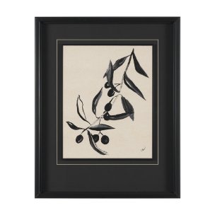 Olive Branch by Cristina Bartl Villa Hand-Embellished Textured Framed Artwork Matted under Glass