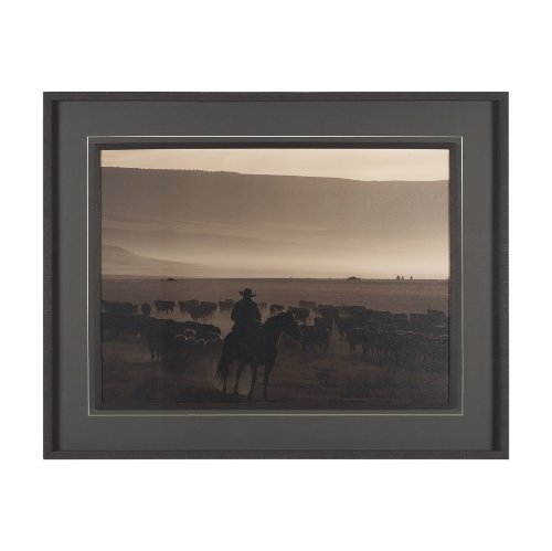 16253 - Golden Hour Cowboy Herd by Andreas Magnusson Textured FramedPhoto Print Matted under Glass