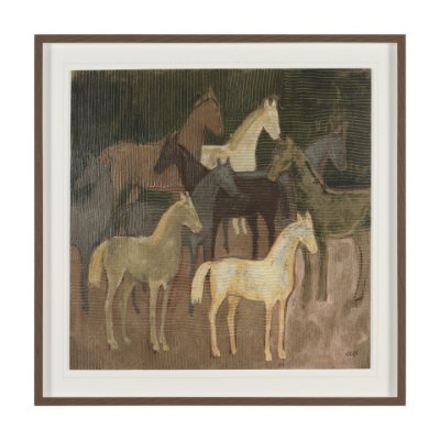 16255 - Horse Herd by Mercana Studio Hand-Embellished Textured Framed Artwork Matted under Glass