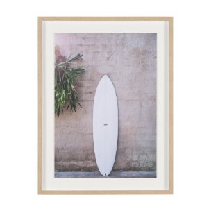 White Surfboard by Shot By Clint Framed Photo Print Matted under Glass