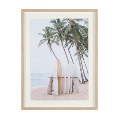 16264 - Tropical Surfboards On Beach by Andreas Magnusso Framed Photo Print Matted under Glass