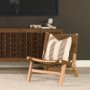 69627 - Elodie 24.4L x 33.9W x 30.7H Brown Leather W/Natural Beech Wood Frame Accent Chair