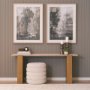 71330-AB - Milos Travertine Top w/ Light Brown Oak Wood Console Table
