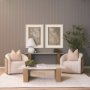 71331-AB - Milos Pink Marble Top w/ Light Brown Oak Wood Coffee Table