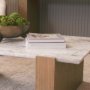 71331-AB - Milos Pink Marble Top w/ Light Brown Oak Wood Coffee Table