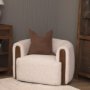71199 - Kornelia Soft Oatmeal Fabric Barrel Accent Chair